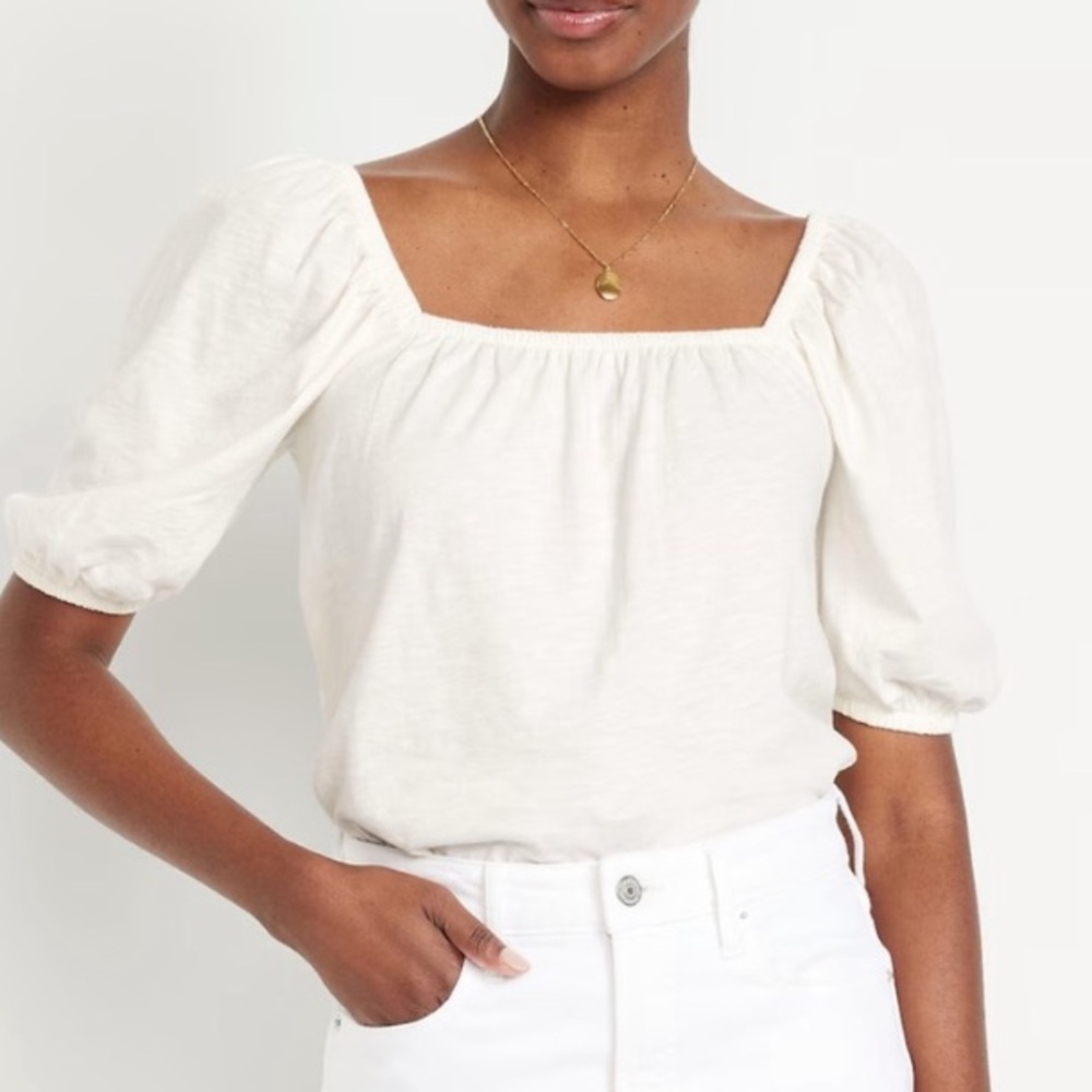 Old Navy Square Neck Puffed Sleeve Top Medium